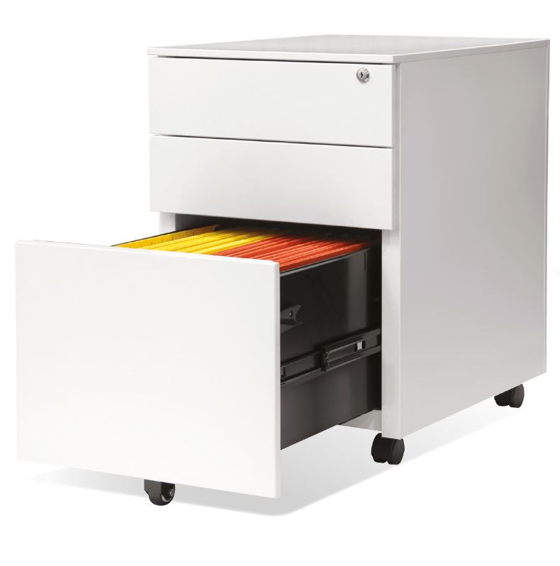 Slim Metal Under Desk Mobile Office Pedestal Drawers | BOX15